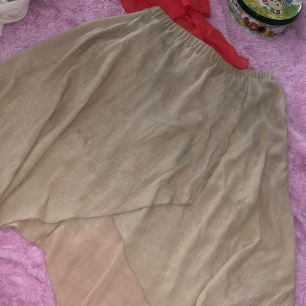 beige female midi skirt